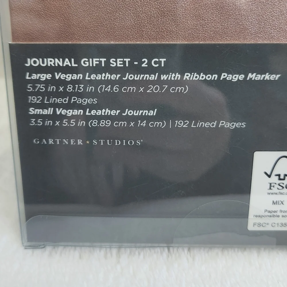 Gartner Studios Brown Rose Gold Vegan Leather Journal 2 Piece Gift Set NWT